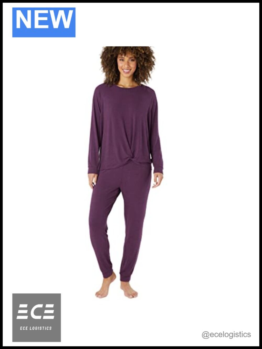 Women's 2-Piece Lounge Set Long Sleeve Top Jogger Pajamas Rayon Blend
